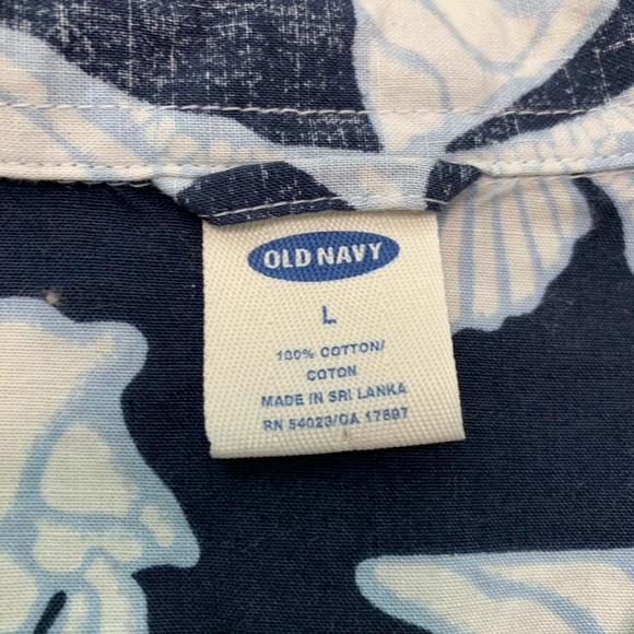Old Navy Beachy Shell Print Button Down Shirt Sz Large - Picture 5 of 9